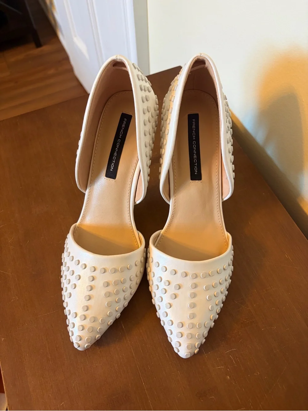 French Connection Studded Ivory Women’s Slide Heels